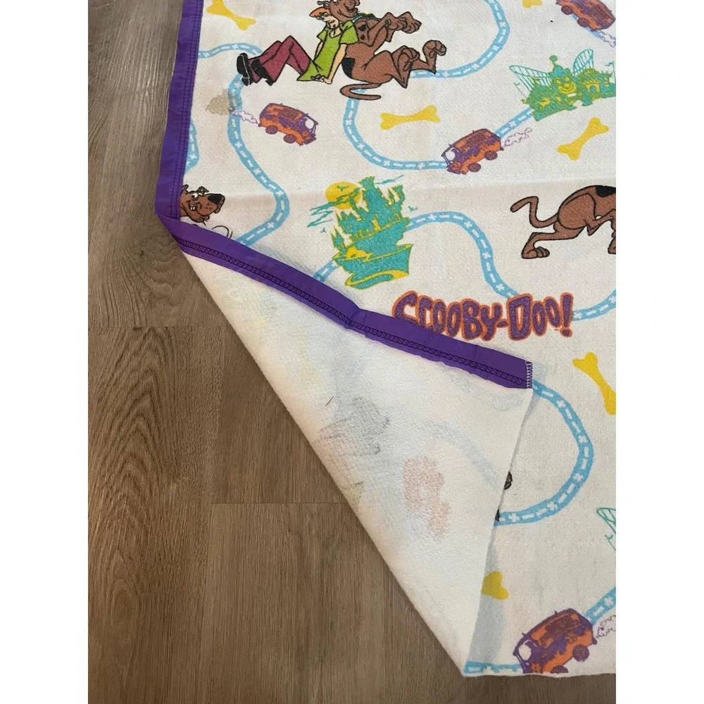 Vintage 90s Scooby Doo Shaggy‎ Fleece Blanket Throw Mystery Machine Made in USA